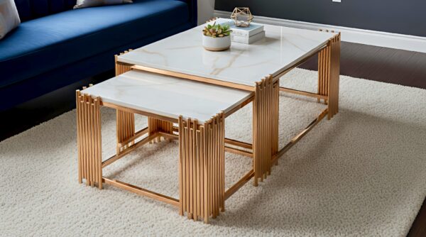 IFCT 09 Luxurious PVD Coated Center Table Set of 2