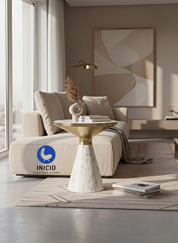 INICIO Bellagio Marble PVD Side Table IFST04